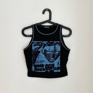 Chacha // Black Graphic Crop Top